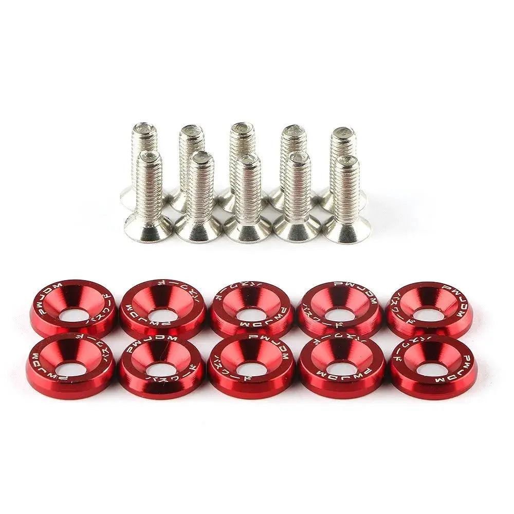 10Pcs/Set M6 * 20mm JDM Bumper Fender Washer Kit Engine Bay Dress Up Bolts Fasteners Aluminum Concave Hex Screws by InterCyprus Trading Ltd