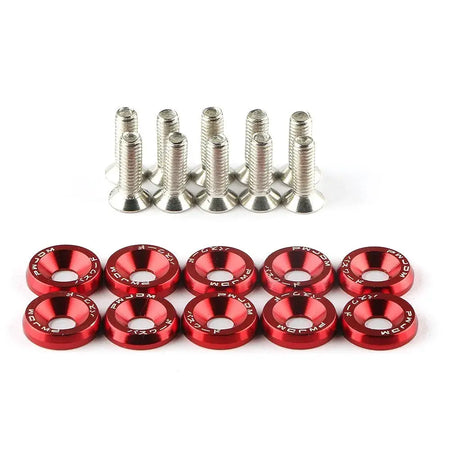 10Pcs/Set M6 * 20mm JDM Bumper Fender Washer Kit Engine Bay Dress Up Bolts Fasteners Aluminum Concave Hex Screws by InterCyprus Trading Ltd