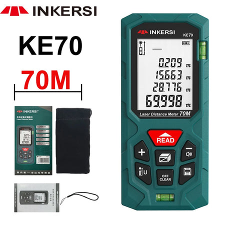 INKERSI High Precision Laser Distance Meter - 40M/70M/120M Measurement Tools KE70 70m