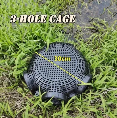 Durable Black Fish Net Cage for Eel and Loach Fishing - Plastic Trap Pot 3 hole cage