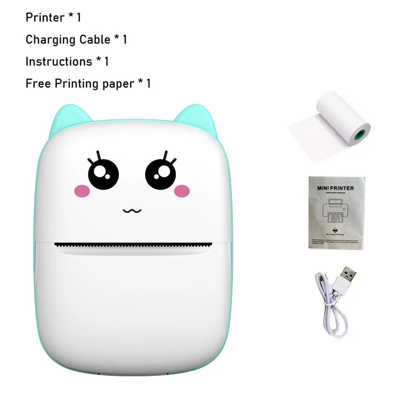 Mini Pocket Printer 57mm - Wireless Bluetooth 200dpi Blue Printer