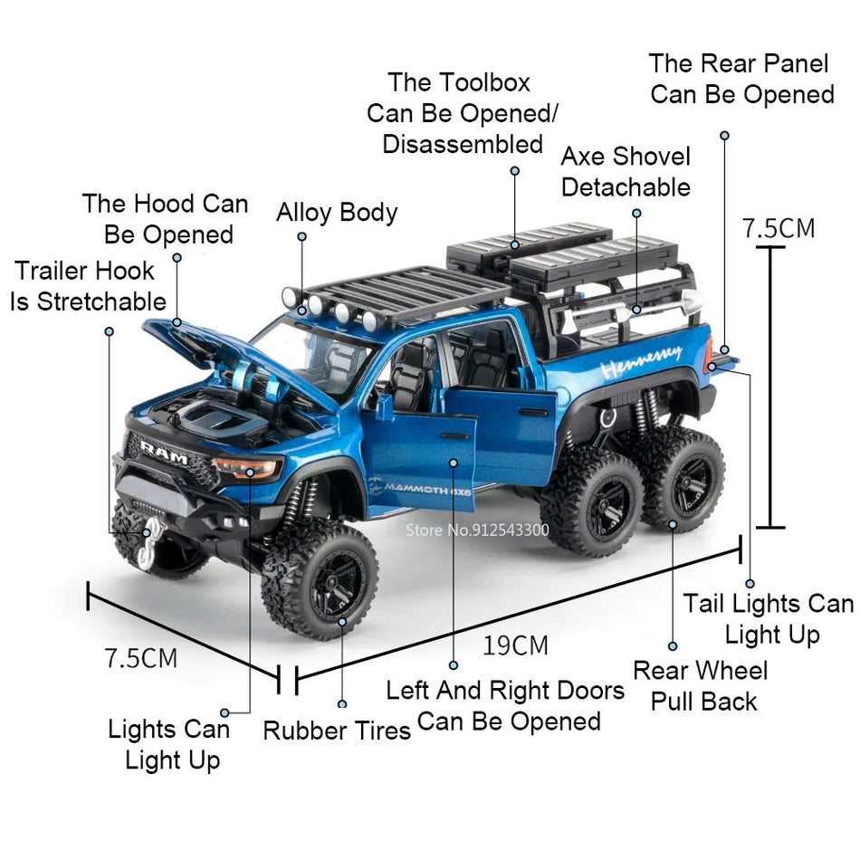 Coche de modelo de aleación fundida con sonido y luz y retroceso para Ford F150 Raptor