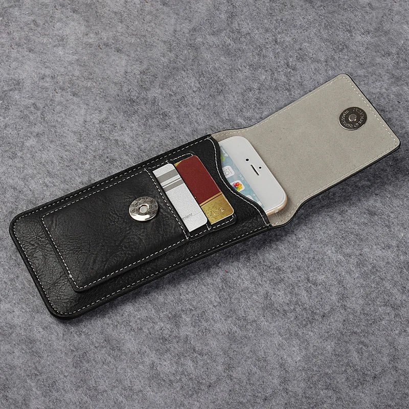 Magnetická kožená peněženka na karty s držákem na telefon a klipem na opasek, PU kůže, luxusní peněženka ve stylu pouzdra pro každodenní použití