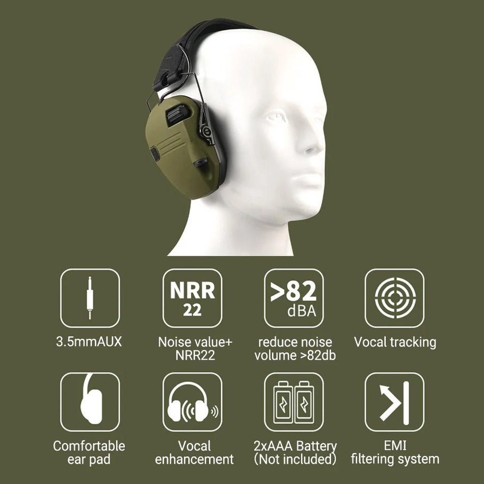 Тактические электронные наушники для стрельбы с усиленным звуком