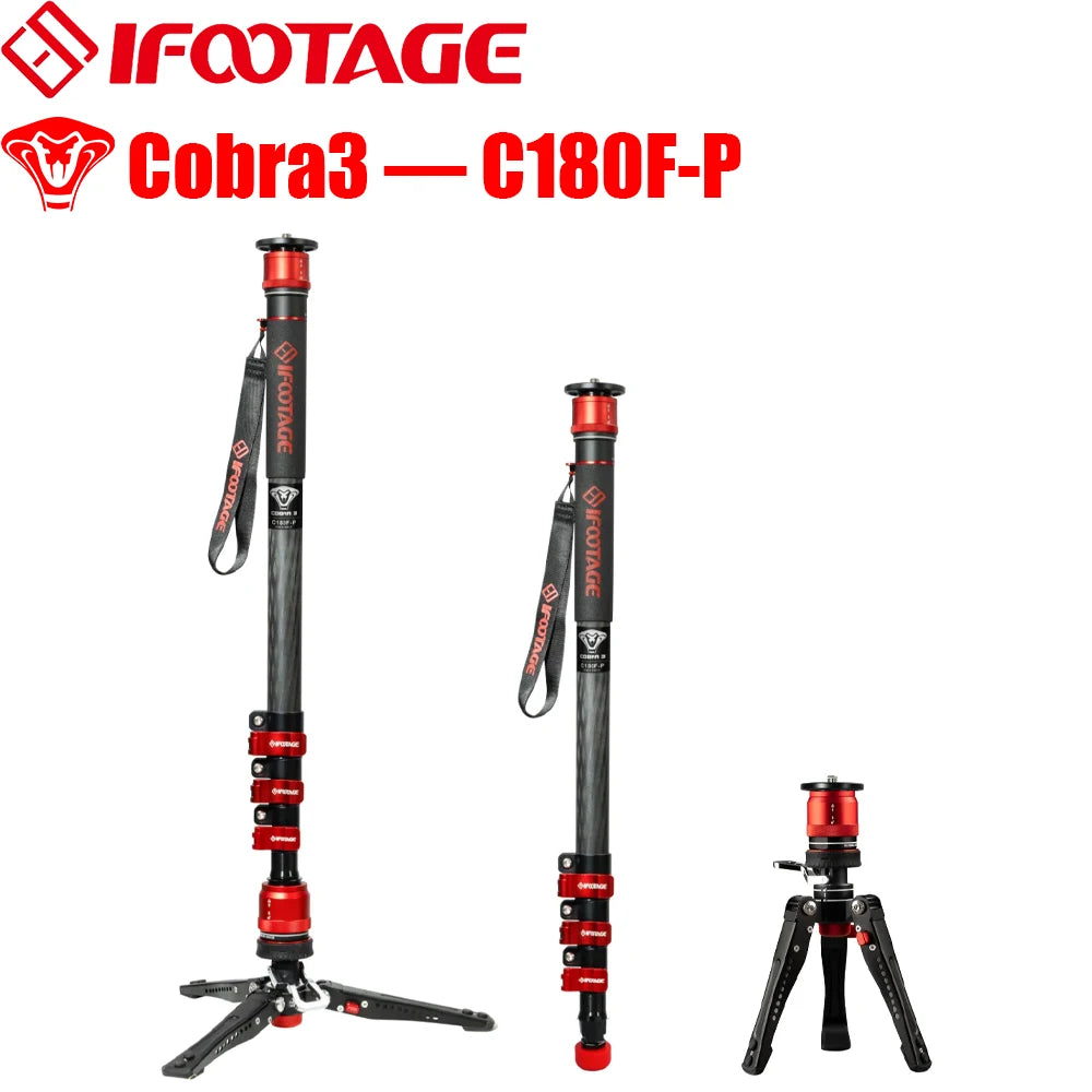 IFOOTAGE Cobra 3 C180F-P Monopod &ndash; Carbon Fiber Travel Cobra3-C180F-P / CHINA