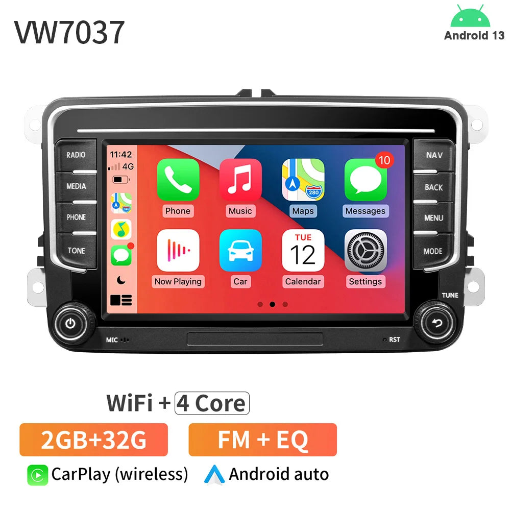 AKAMATE Car Radio CarPlay Android Auto &ndash; 7 Inch 4GB 64GB VW7037