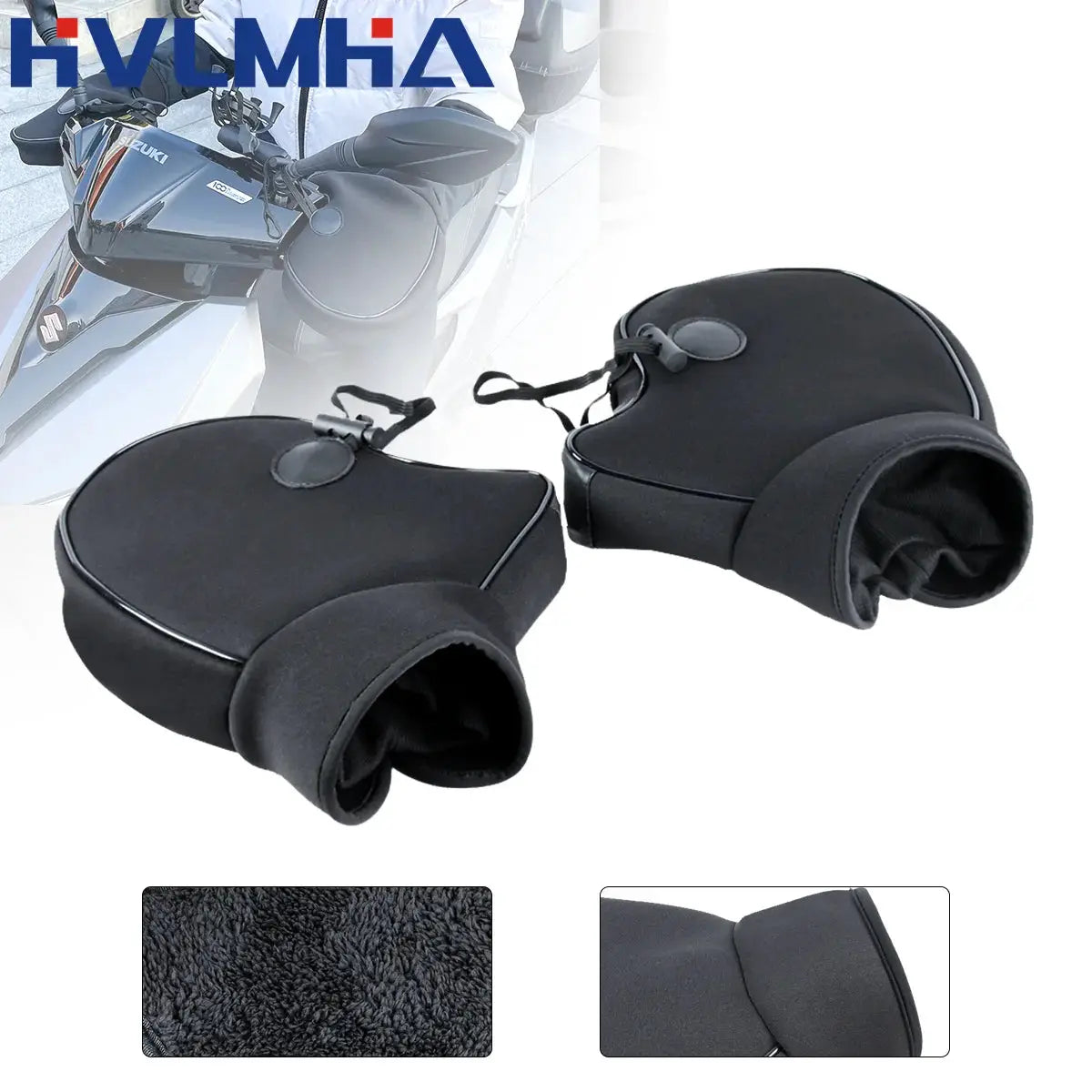 Motorcycle Thick Warm Handlebar Muff Waterproof Scooter Grip Handle Bar Muff Winter Protective Warmer Thermal Cover Gloves by InterCyprus Trading Ltd