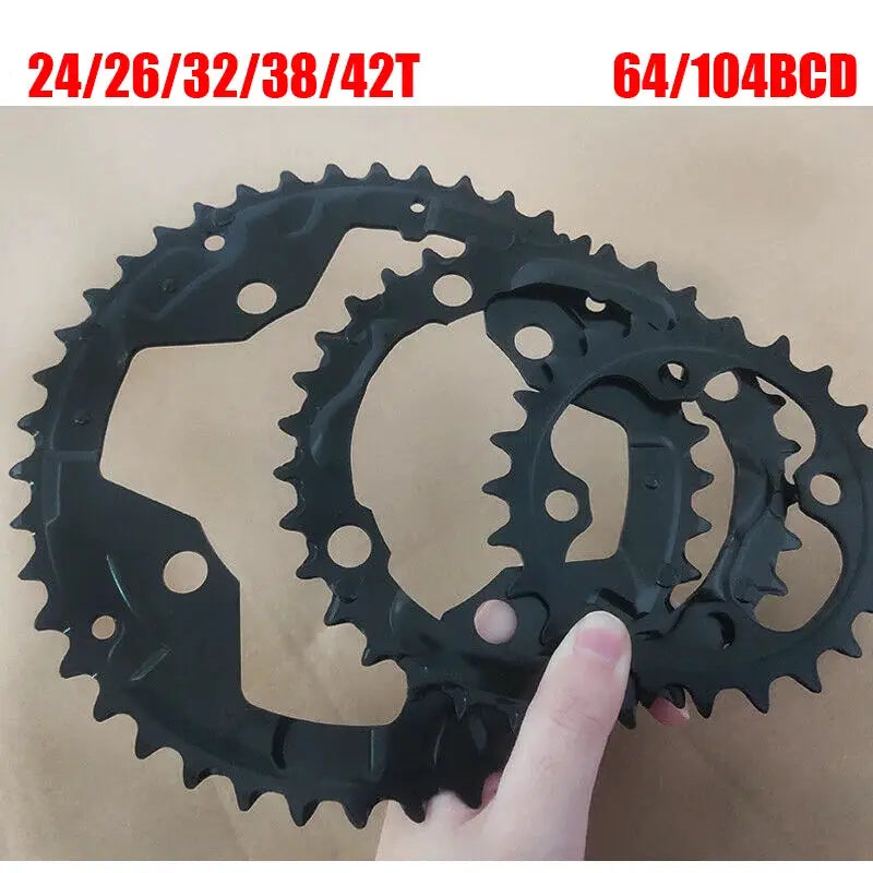 104/64 BCD Bicycle Chainring 24/26/32/38/42t MTB Chain Ring Double/Triple 10Speed Chainwheel for Shimano Crankset by InterCyprus Trading Ltd