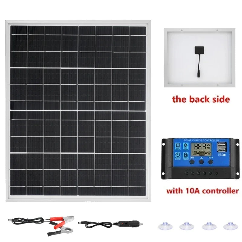 300W Solar Panel &ndash; High Efficiency 18V Aluminum Frame black 1pcs and 10A
