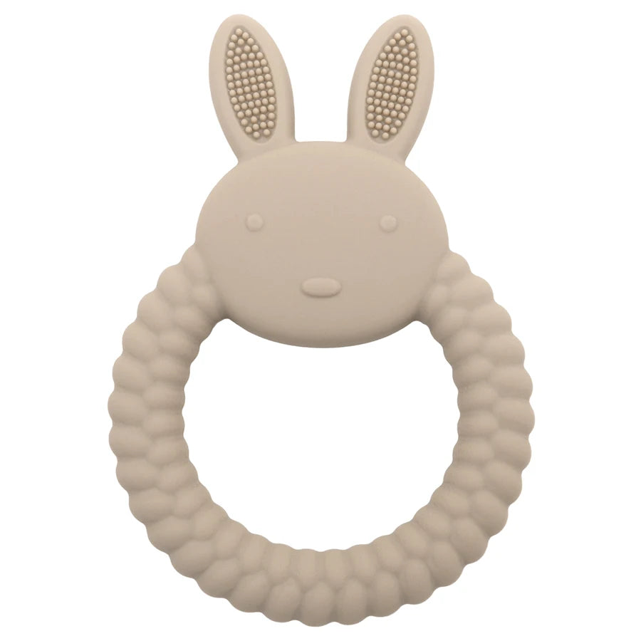 Muslin Life BPA-Free Silicone Baby Teether - Cute Cartoon Rabbit Design 004 taupe