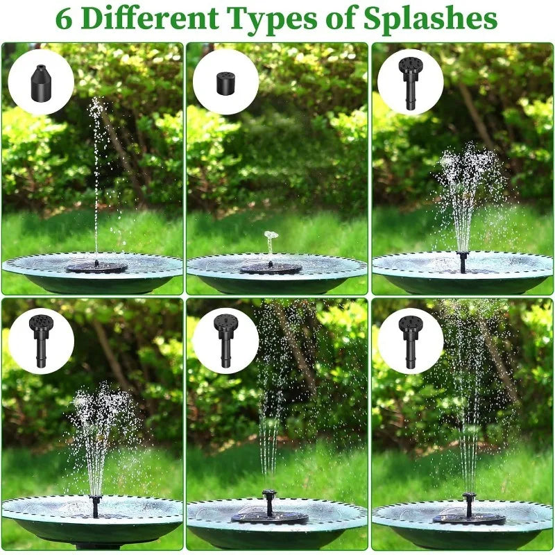 1W/1.5W/2.5W Outdoor Solar Fountain Kit &ndash; Six Nozzle System
