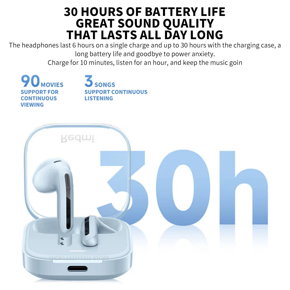 Xiaomi Redmi Buds 6 Vitality Edition Bluetooth 5.4 Earphones with Noise Reduction and 30H Battery Life