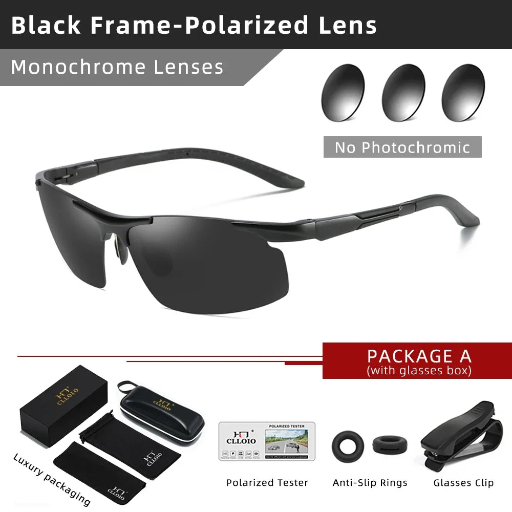 CLLOIO Photochromic Sunglasses &ndash; Polarized Anti-Glare Black-Polarized