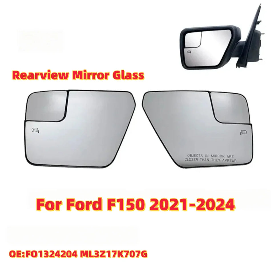Heated Rearview Mirror Glass With Base Plate for Ford F150 2021-2024