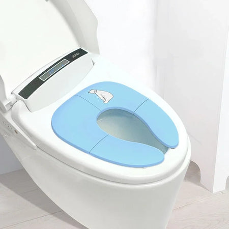 Folding Toilet Seat &ndash; Non Slip Portable Travel Companion Blue