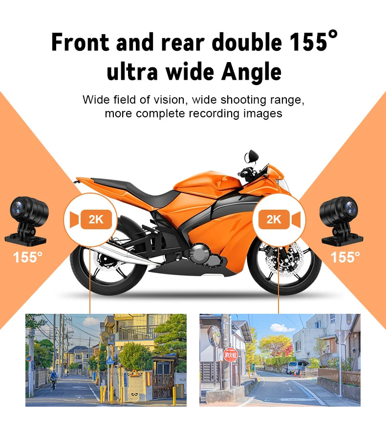 Kocam Dual 2K Motorcycle DVR &ndash; Waterproof Front and Rear Camera Recorder with WiFi GPS