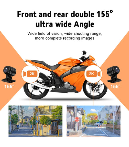Kocam Dual 2K Motorcycle DVR &ndash; Waterproof Front and Rear Camera Recorder with WiFi GPS