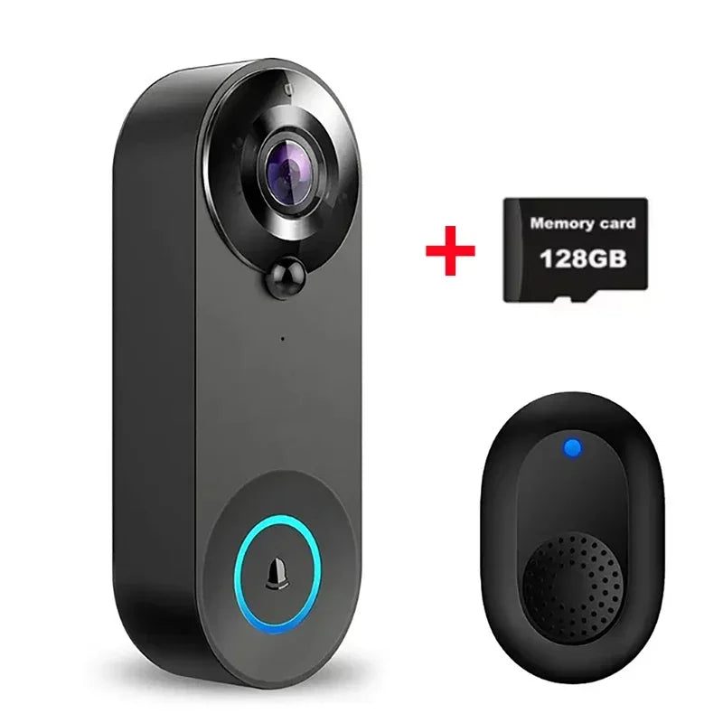 1080P WiFi Video Doorbell - Motion Alerts Night Vision With 128GB Card