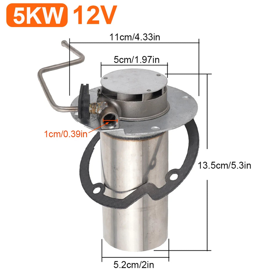 Kit de Aquecedor de Estacionamento 5KW 12V com Câmara de Combustão e Junta