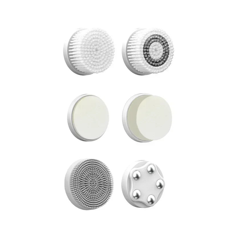 LED Six In One Facial Cleanser &ndash; Six In One Facial Care Tool 6PCS Head White