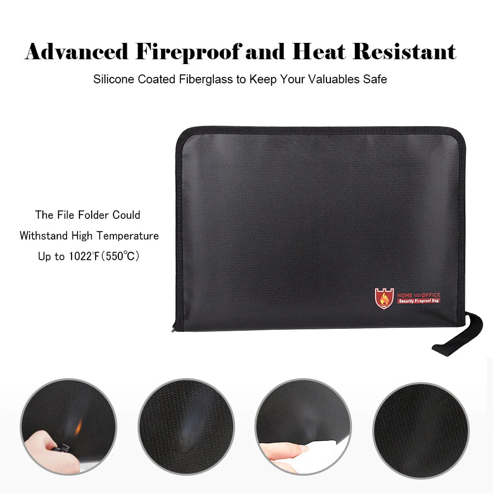 Portable Fireproof Document Bag &ndash; Water Resistant 12 Pockets