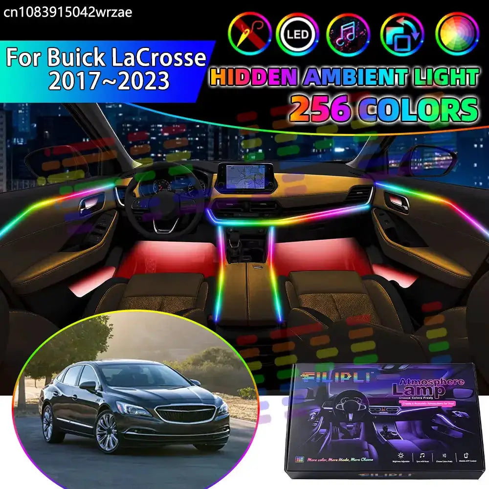 For Buick LaCrosse 2017~2023 MK3 2018 RGB Car Interior Ambient Lights Strips Breathing Lighting Kit App Control LED strips Auto by InterCyprus Trading Ltd