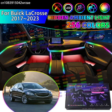 For Buick LaCrosse 2017~2023 MK3 2018 RGB Car Interior Ambient Lights Strips Breathing Lighting Kit App Control LED strips Auto by InterCyprus Trading Ltd