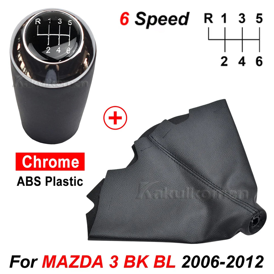 Mânere de schimbător de viteze din piele și husă pentru MAZDA 3 BK BL 2006-2012 5-6 viteze