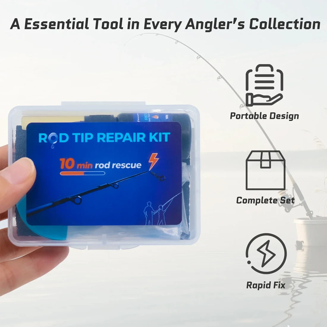 9KM Heavy Duty Fishing Rod Tips Repair Kit - 8Pcs with Ceramic Ring