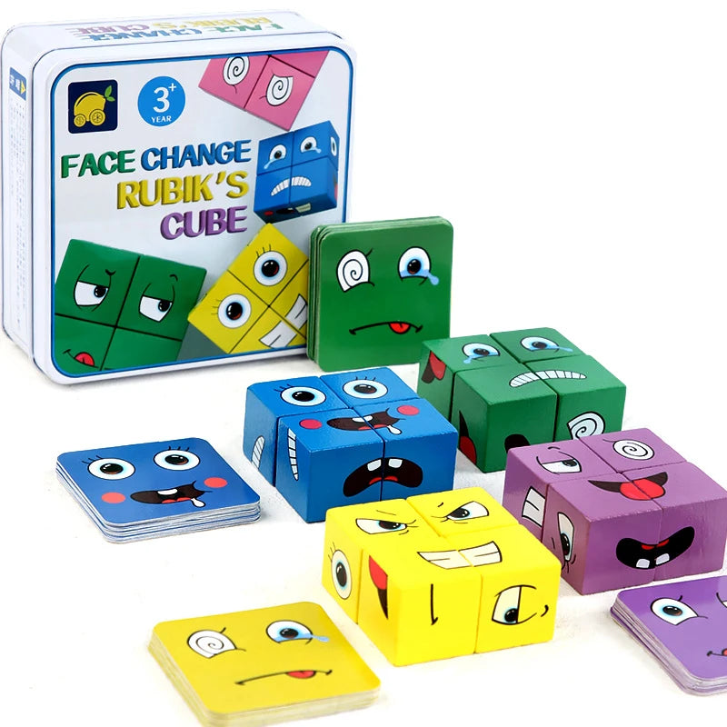 BZS00120 &ndash; Educational Wooden Face Changing Blocks for Kids