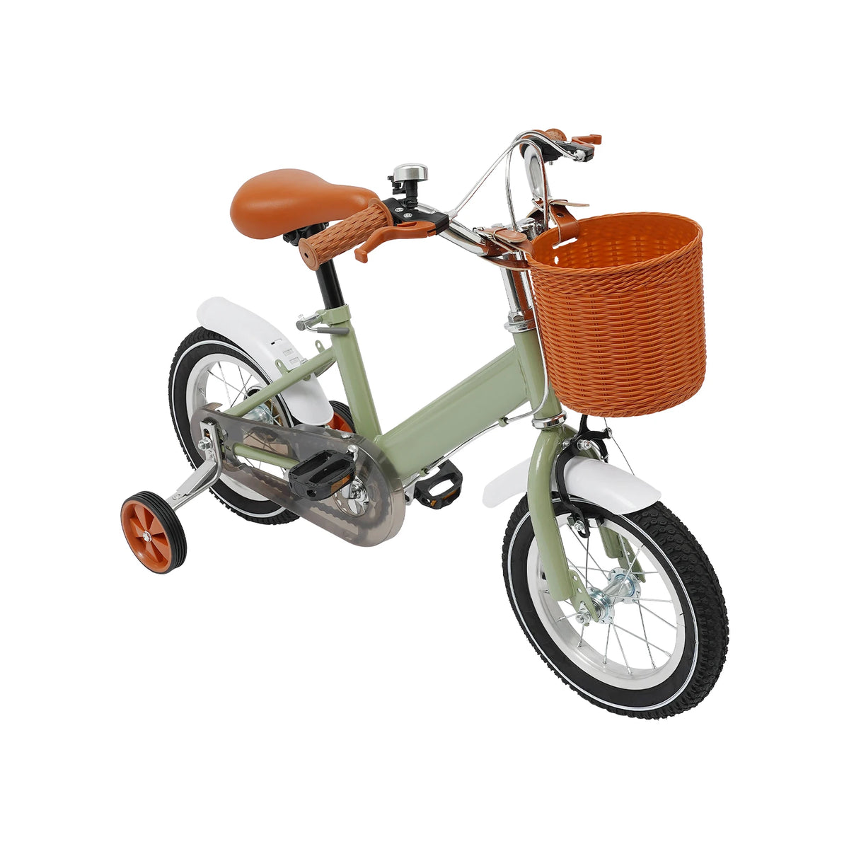 12 Inch Kids Bike w/Training Wheels+Basket, Dual Brakes Adjustable ...