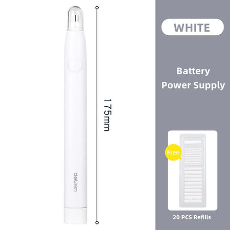 Deli Adjustable Electric Eraser for Artists and Students with Rubber Refills 71107 White