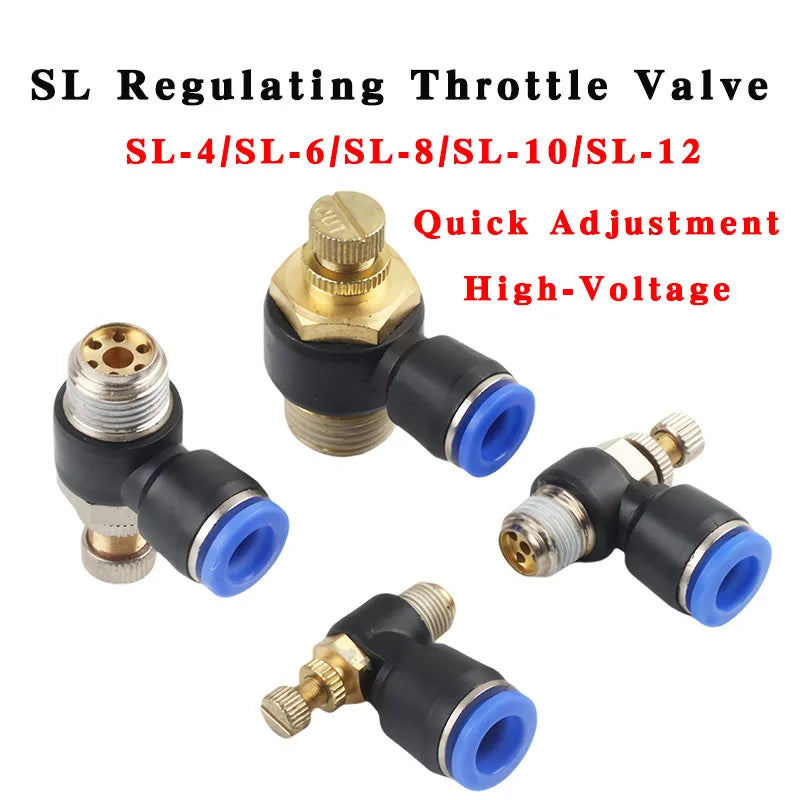 5PCS SL Series 90 Degree Pneumatic Brass Flow Control Valve &ndash; Quick Release Throttle For Precise Airflow Control SL6-03 (3I8) / 5PCS