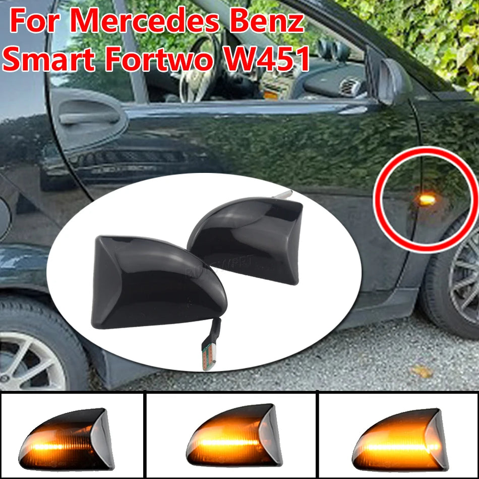 Dimna jantarjeva LED dinamična stranska marker luč za Smart Fortwo 451 MK1 in MKII