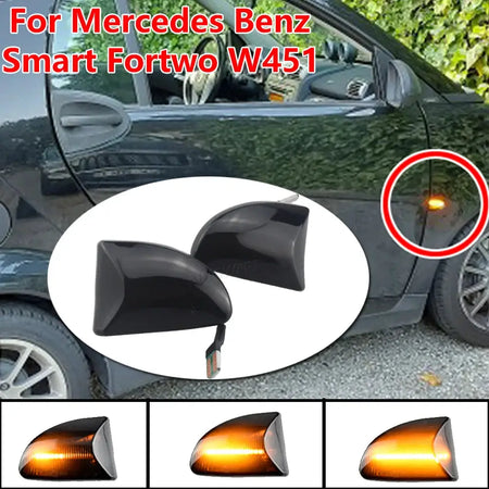 1 Pair LED Dynamic Car Blinker Side Mirror Marker Turn Signal Lights Lamp Accessories For Smart Fortwo 451 MK1 MKII 2007-2015 by InterCyprus Trading Ltd