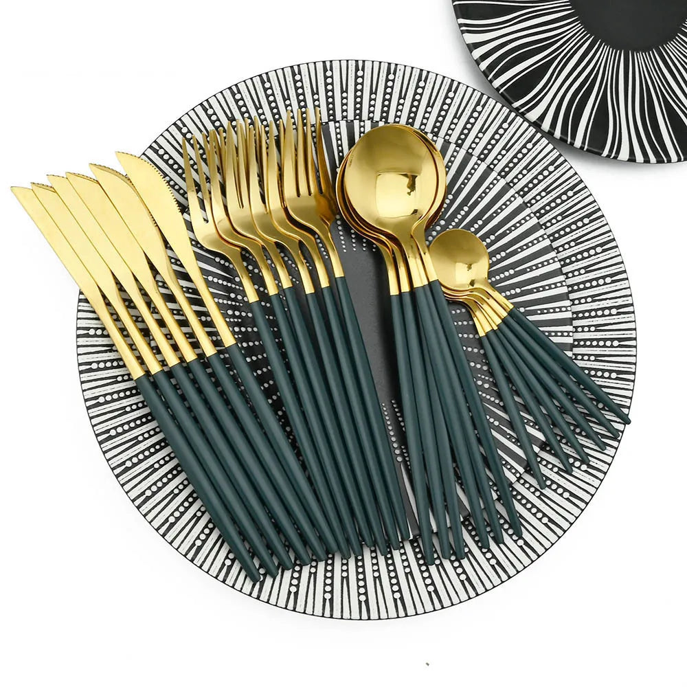 24Pcs Stainless Steel Dinnerware Set &ndash; Eco-Friendly Design