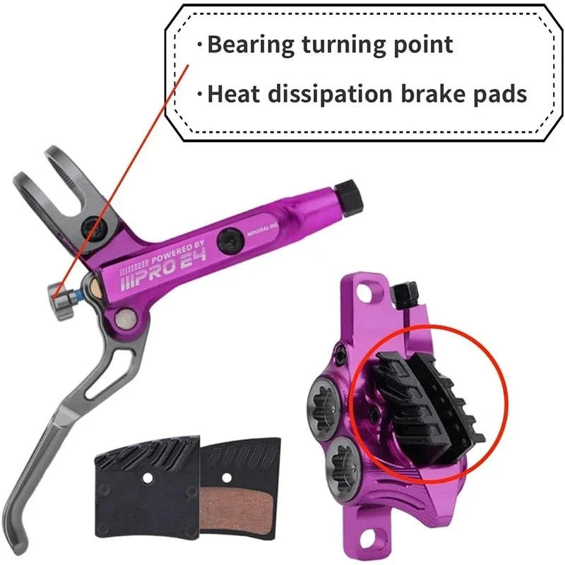 IIIPRO E4 hydraulisk skivebremse sæt til MTB, 4-stempel foran 800mm, bag 1550mm