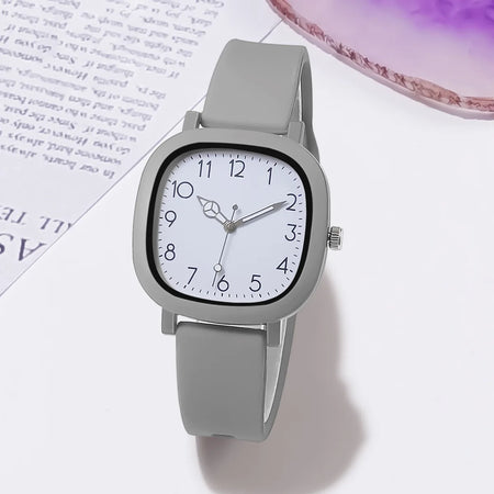 Fashionable Women's Quartz Watch with Silicone Band 2024 grey