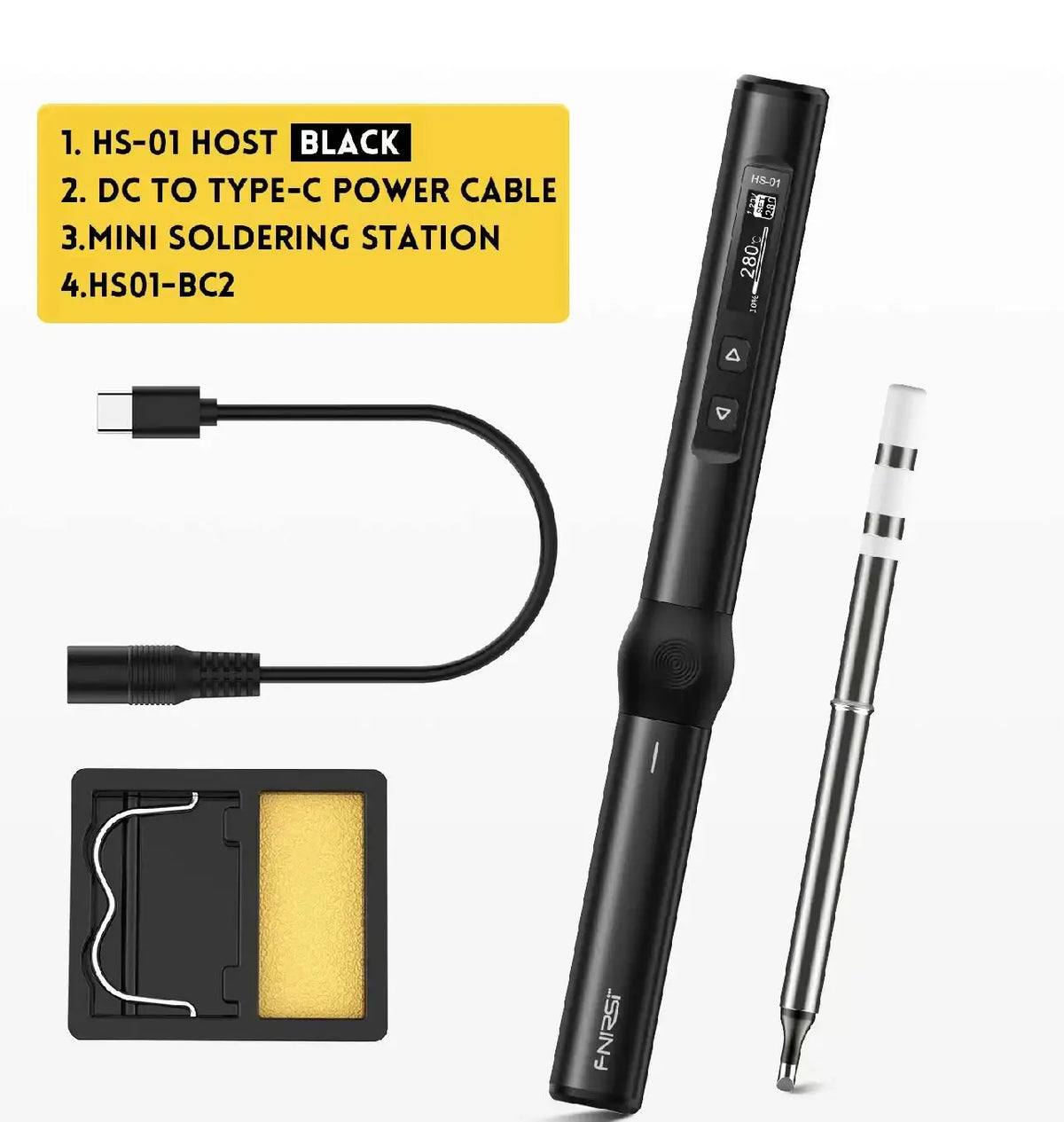 FNIRSI HS-01 Soldering Iron 24V PD 80-420 C Adjustable BLACK standard