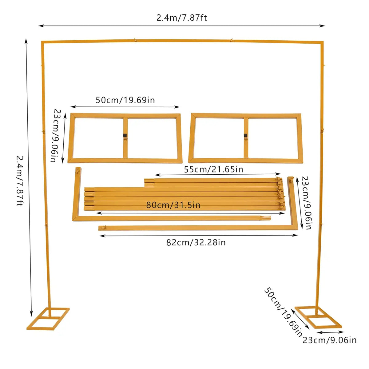 2.4 2 1.5m Gold White Metal Wedding Stand &ndash; Adjustable 2.4m / L / GERMANY