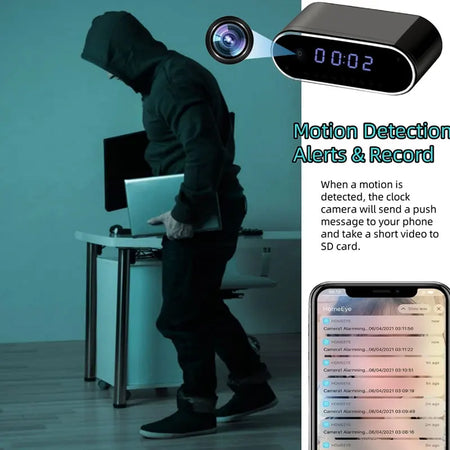 4K Ultra HD Smart Alarm Clock Camera &ndash; Night Vision Motion Detection