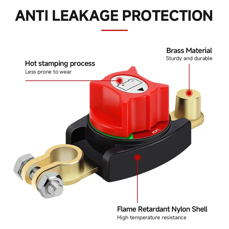 12-48V Car Isolator Disconnect Rotary Switch - 275A Battery Cutoff for Car, RV, Boat