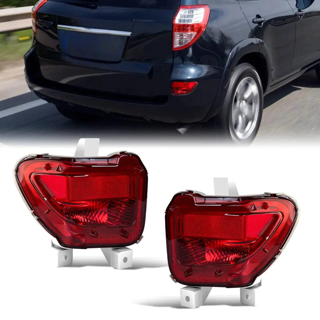Rear Bumper Reflector Lights NO BULB For Toyota RAV4 2005-2012 Tail Parking Brake Light Warming Signal 81456-42010 81457-42010 by InterCyprus Trading Ltd