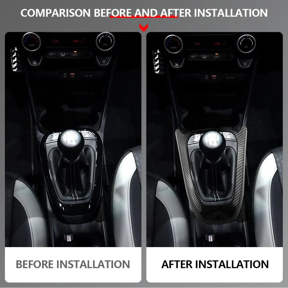 Copertura Cornice Pannello Pomello Cambio Kia Morning Picanto ABS Aspetto Fibra di Carbonio