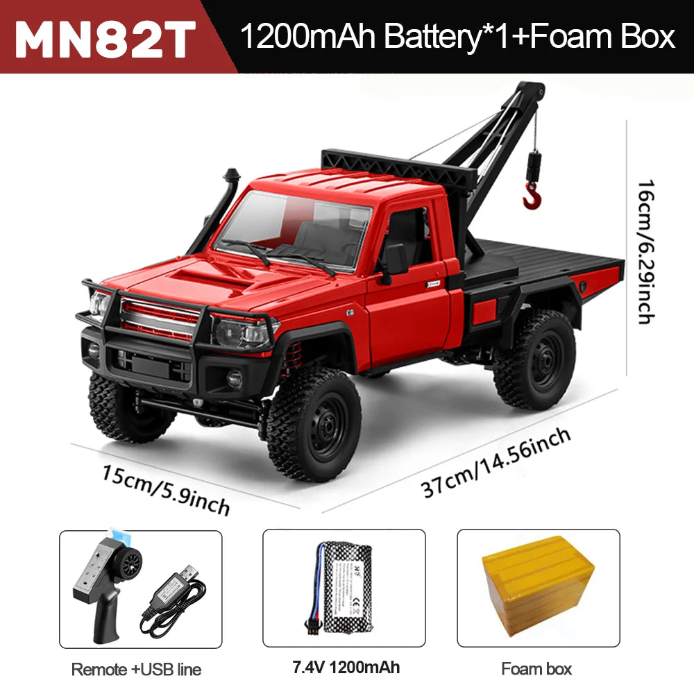 MN82T RC Crawler - All Terrain 4WD Remote Control Car Red Foam box