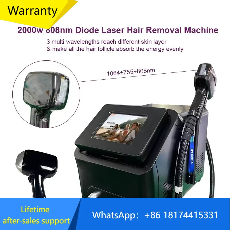 Dispositivo portátil de depilación láser de diodo de 808nm para uso en salón