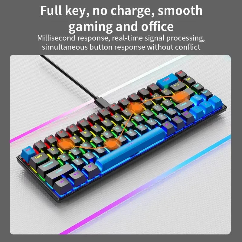 K68 Wired Mechanical Keyboard - Ten Colorful Lighting Modes