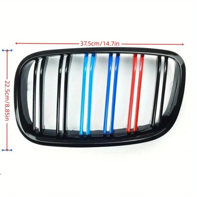 Grelha para BMW X5 E70 X6 E71 E72 2-Linhas Brilhante Estilo Rim Frontal Substituição em ABS, Acabamento Durável em ABS