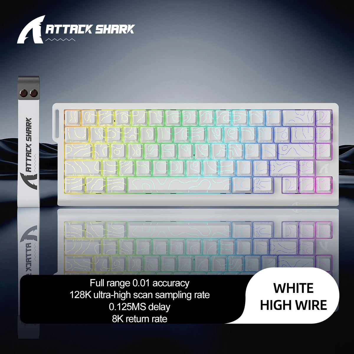 X68HE ATTACK SHARK &ndash; Ultra-Fast 0.125ms Response Time White Contour Line / Magnetic Switch
