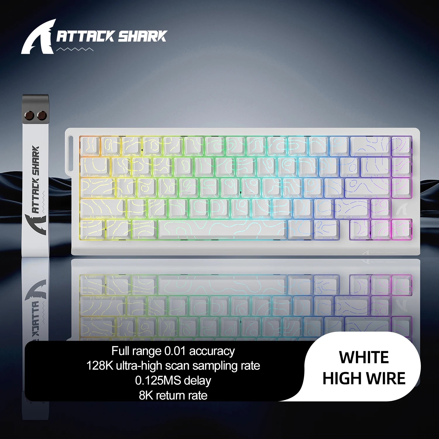 X68HE ATTACK SHARK &ndash; Ultra-Fast 0.125ms Response Time White Contour Line / Magnetic Switch